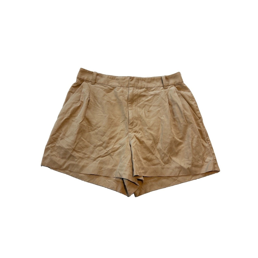 Madewell The Harlow Short in Drapey Twill Womens 14 Khaki Pockets Neutral Preppy